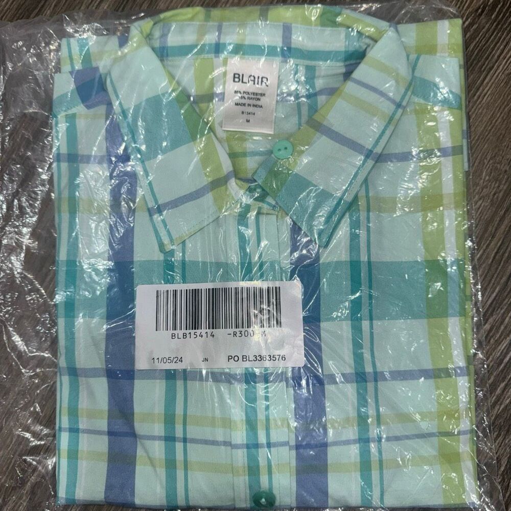 Blair Medium Blue Plaid button up shirt